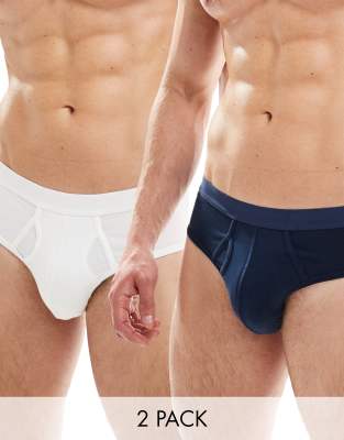 2 pack briefs in navy and white-Multi