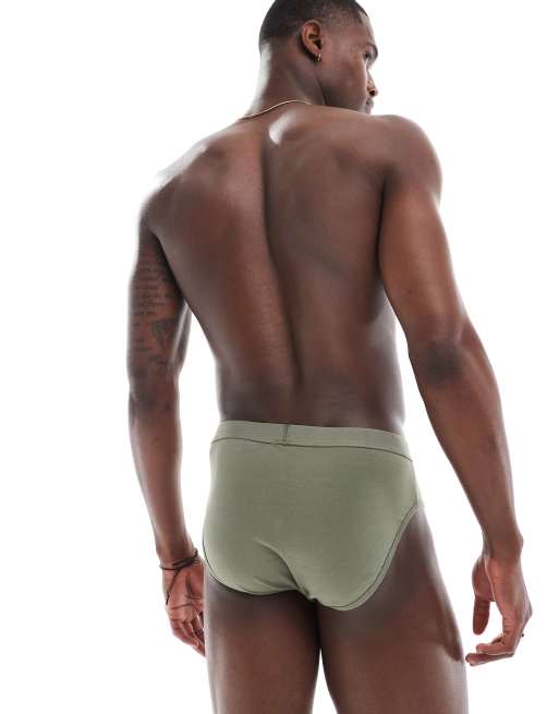 ASOS DESIGN 2 pack briefs in white and khaki, 3 of 4