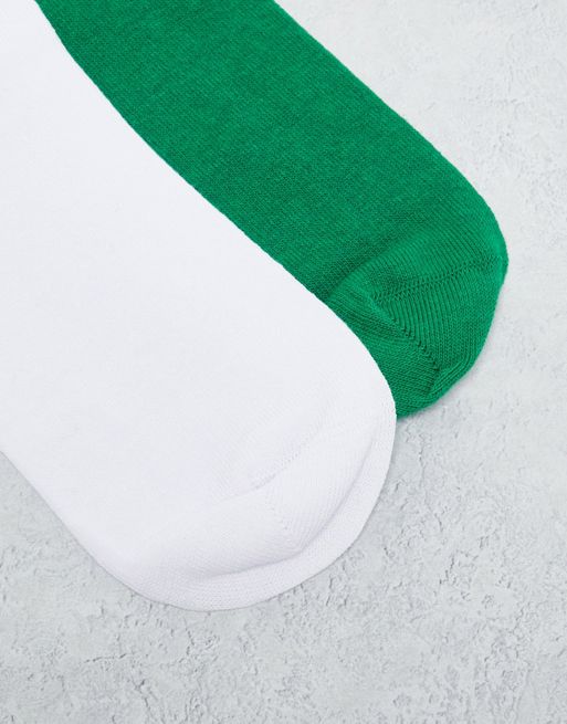 ASOS DESIGN 2 pack bright stripe sports socks in green