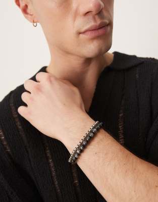 Asos Design 2 Pack Chain And Beaded Bracelet In Black