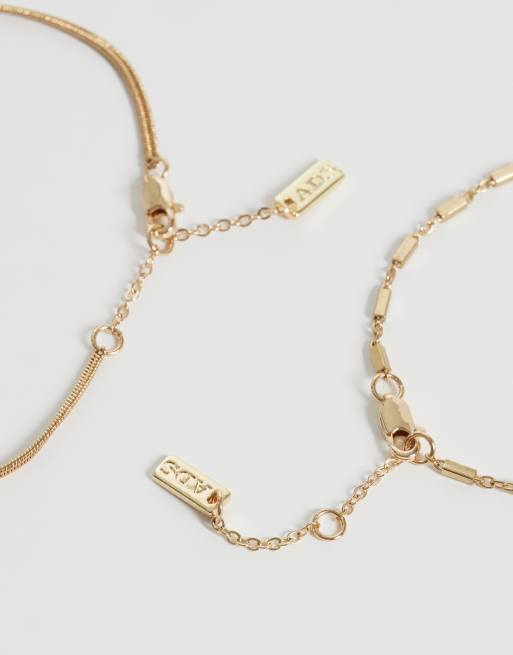 ASOS DESIGN 2 pack chain bracelet in gold, 3 of 3