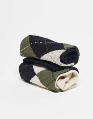 Asos Design 2-pack Check Socks In White