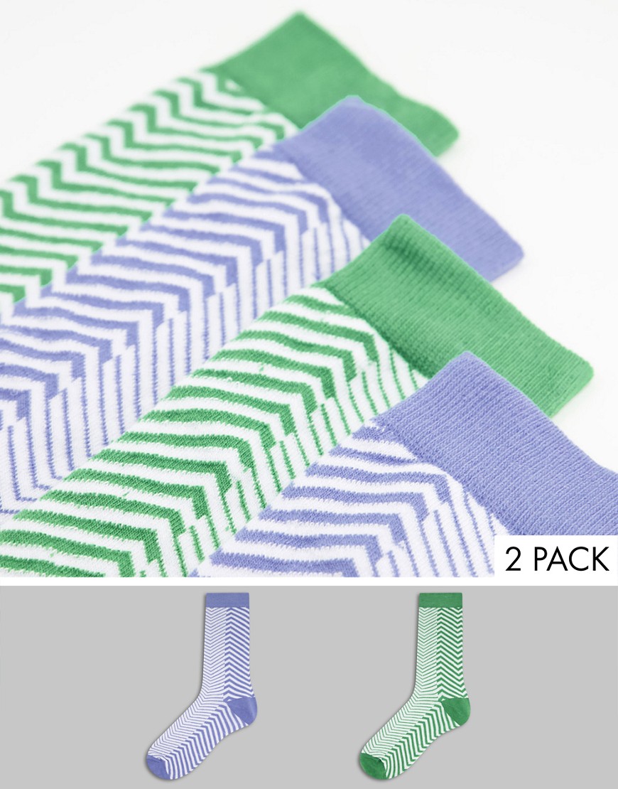 ASOS DESIGN 2 pack chevron ankle socks in pastel tones-Multi