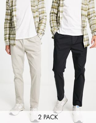 ASOS DESIGN 2 pack cigarette fit chinos in light grey and black - ASOS Price Checker