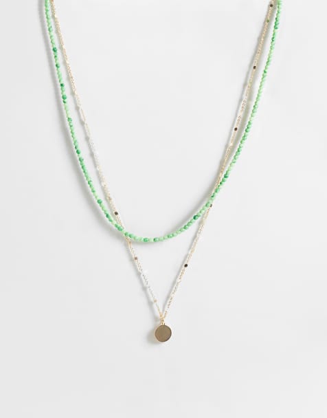 ASOS DESIGN 2 pack coin and beaded necklace in gold - view 1