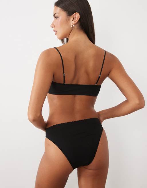ASOS DESIGN 2 pack cotton bandeau with removeable straps in black and brown, 4 of 4