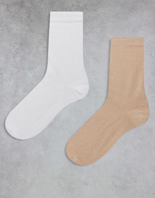 Asos Design 2-pack Cotton Rich Socks In Multi