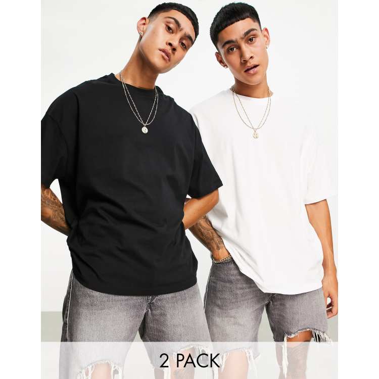 teknisk Tøm skraldespanden hvordan man bruger ASOS DESIGN 2-pack crew neck oversized T-shirts in black and white | ASOS