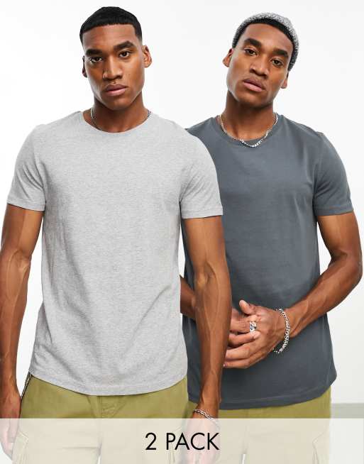 Buy Grey Charcoal Marl Slim Essential Crew Neck T-Shirt from Next USA