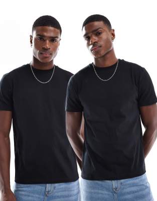 2 pack crew neck t-shirts in black-Multi