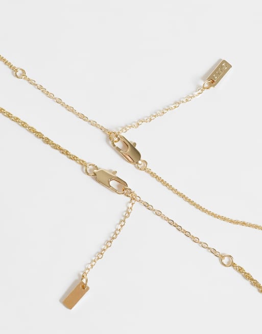 ASOS DESIGN 2 pack cupid and cross double chain pendant necklace in gold, 3 of 4