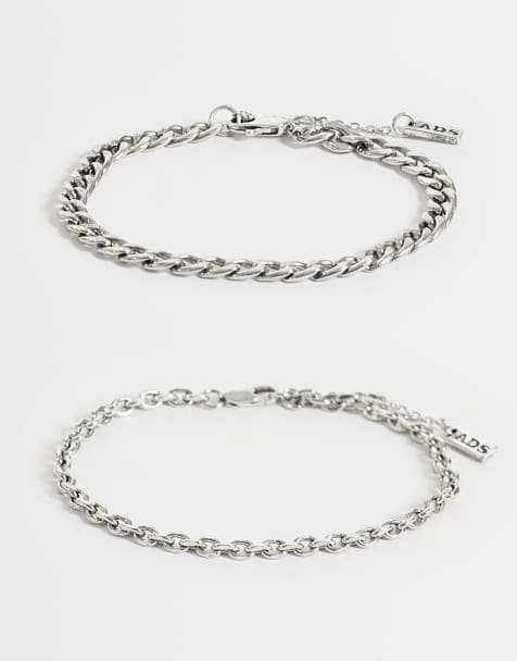 ASOS DESIGN 2 pack curb chain bracelet in silver - view 1