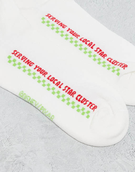 ASOS DESIGN 2 pack Disney's Toy Story Pizza Planet socks in ecru