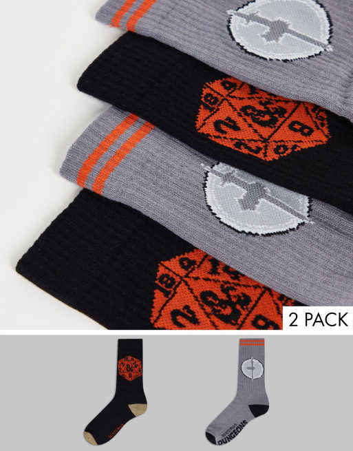 ASOS DESIGN 2 pack Dungeons and Dragons socks