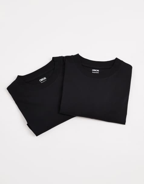 ASOS DESIGN 2-pack essential relaxed crew neck T-shirts in black - view 1