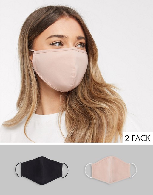 ASOS DESIGN 2 pack face covering in black and beige