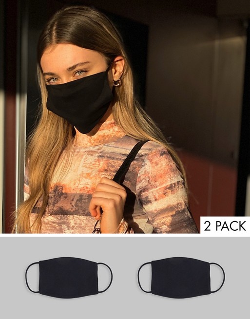 ASOS DESIGN 2 pack face covering in black