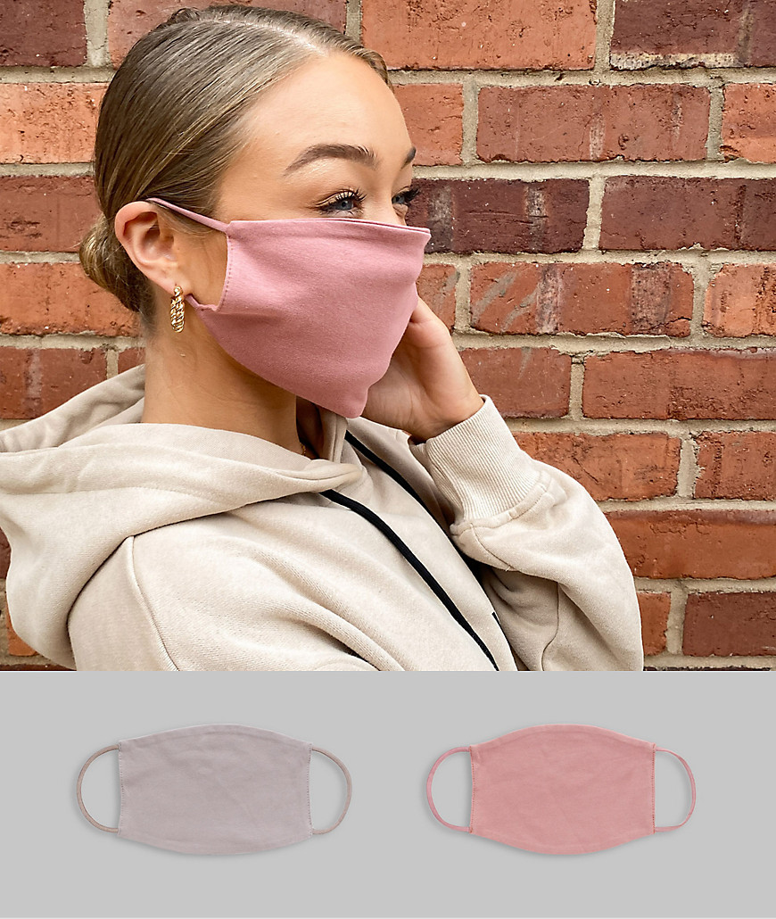 ASOS DESIGN 2 pack face covering in grey and pink-Multi