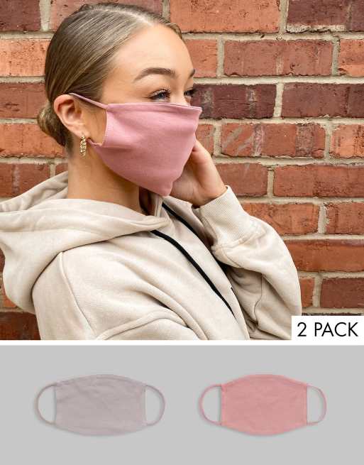 ASOS DESIGN 2 pack face covering in grey and pink