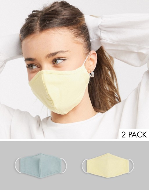 ASOS DESIGN 2 pack face covering in pastel linen