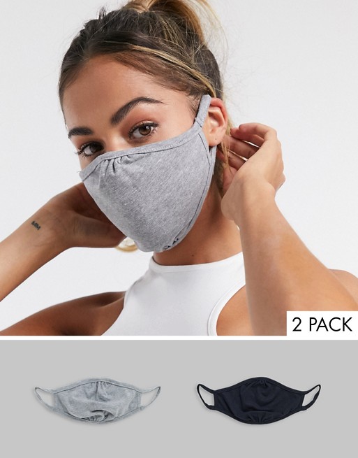 ASOS DESIGN 2 pack face coverings in black and grey