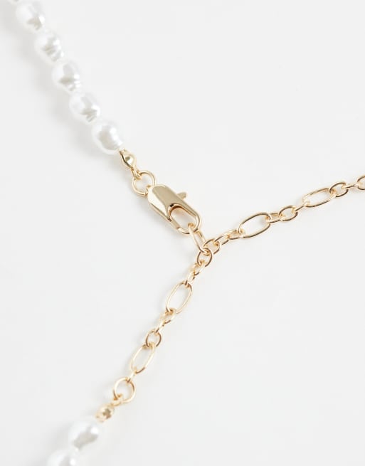 ASOS DESIGN 2 pack faux pearl and seedbead necklace in green, 3 of 4