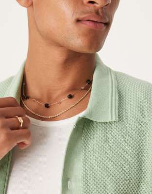 ASOS DESIGN 2-pack festival mixed floating chips and chain necklaces in gold 