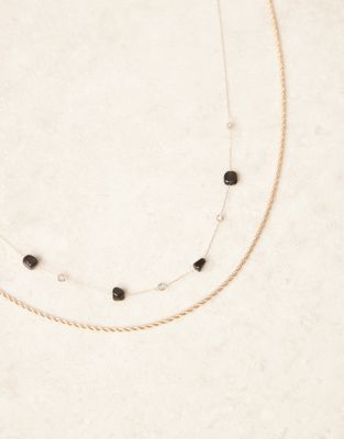 Asos Design 2-pack Festival Mixed Floating Chips And Chain Necklaces In Gold