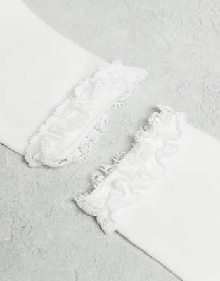 Asos Design 2 Pack Frill Top Ankle Socks In White
