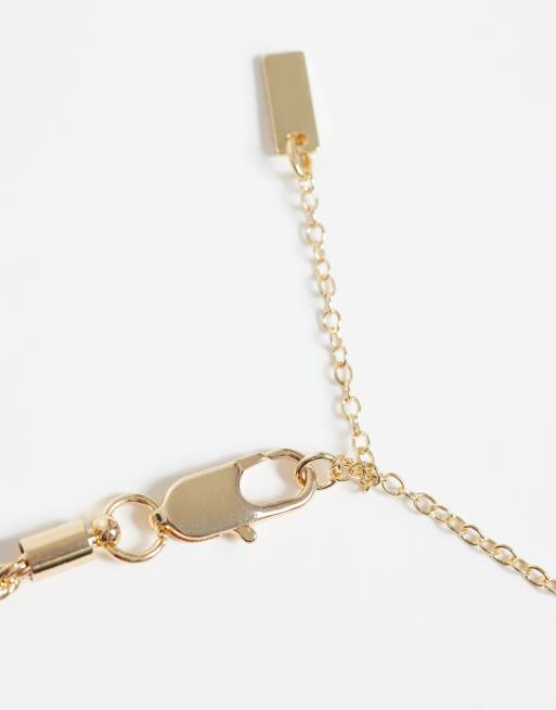 ASOS DESIGN 2-pack halsband med platt rundad kant, pärlor och repkedja i blått, 3 av 4