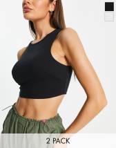 Flounce London square neck slinky crop top in white