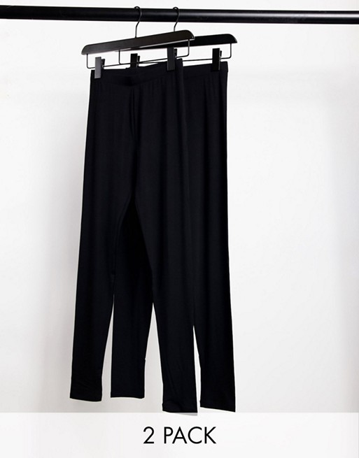 ASOS DESIGN 2 pack high waisted leggings in black SAVE
