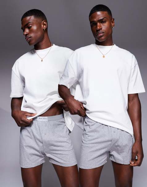 ASOS DESIGN 2 pack jersey boxer with woven patch in grey marl   - view 1