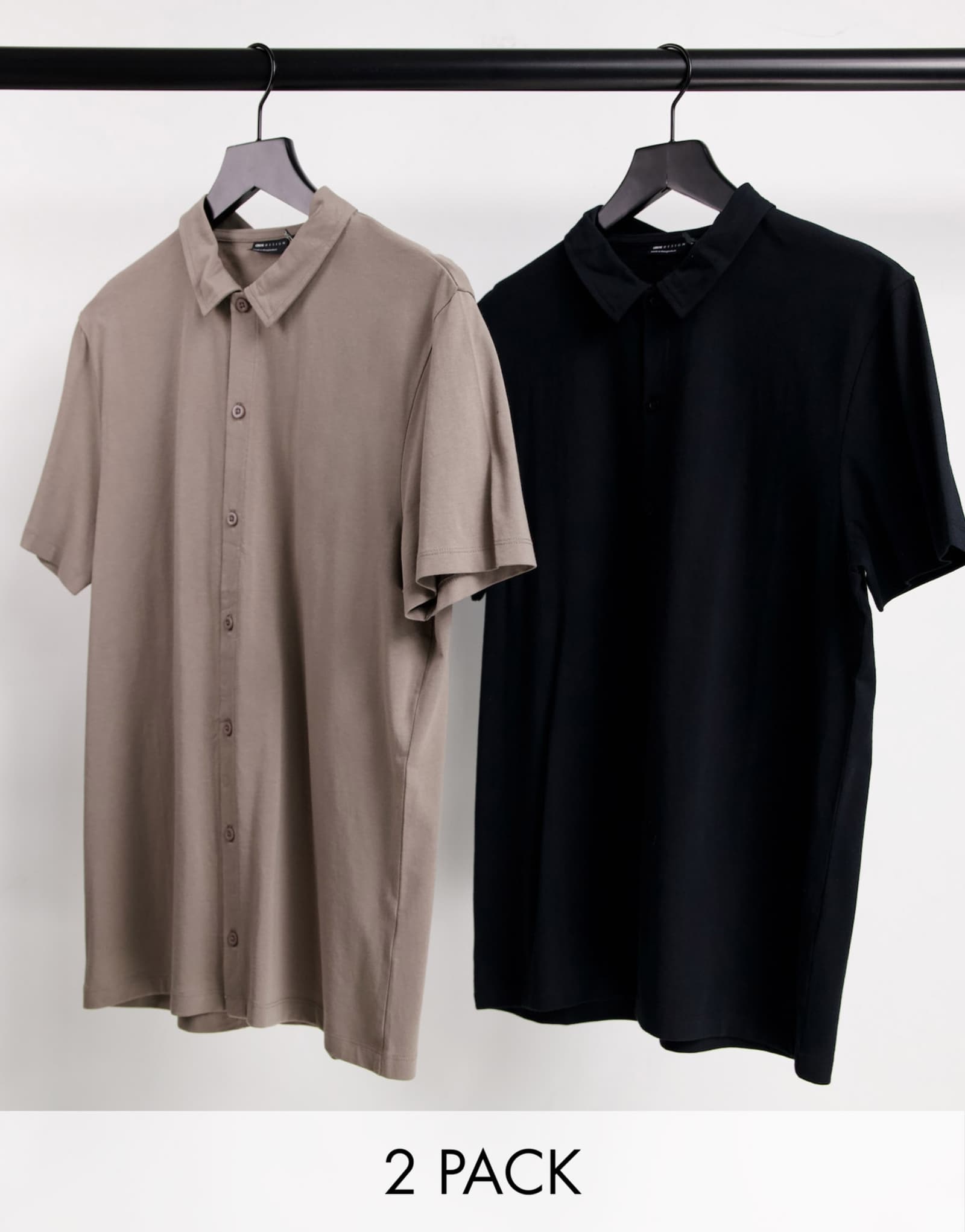 Футболка из джерси ASOS DESIGN 2 pack черного и коричневого цветов