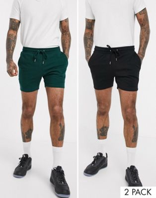 ASOS DESIGN 2 pack jersey skinny shorts 