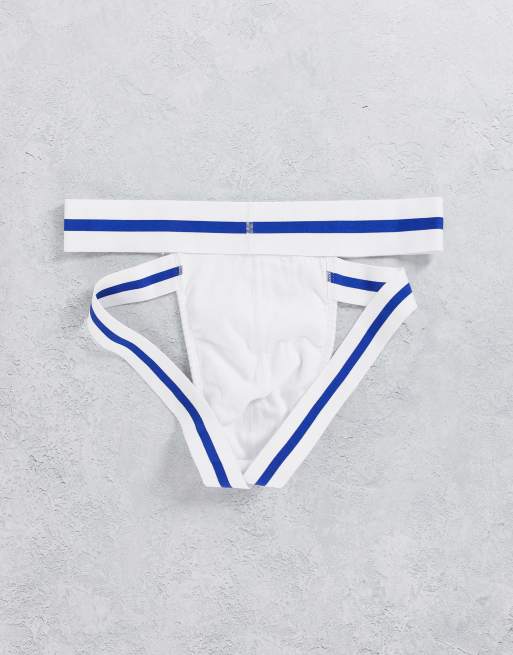 Calvin Klein Cotton Stretch 2 pack jock straps in white, ASOS