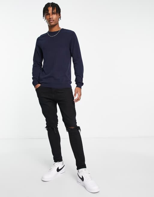 Black jeans navy hot sale jumper