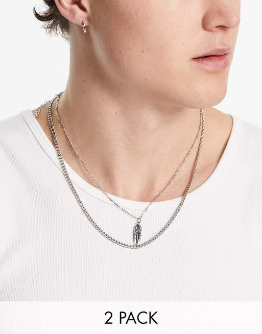 ASOS DESIGN 2 pack layered necklace set with vintage design and
