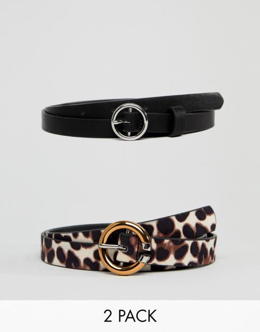 ASOS DESIGN 2 pack Leopard print hip waist jean belt ASOS