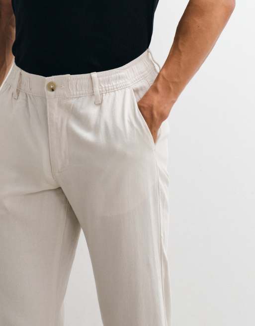 ASOS DESIGN 2 pack linen blend pants in black and stone, 5 of 5