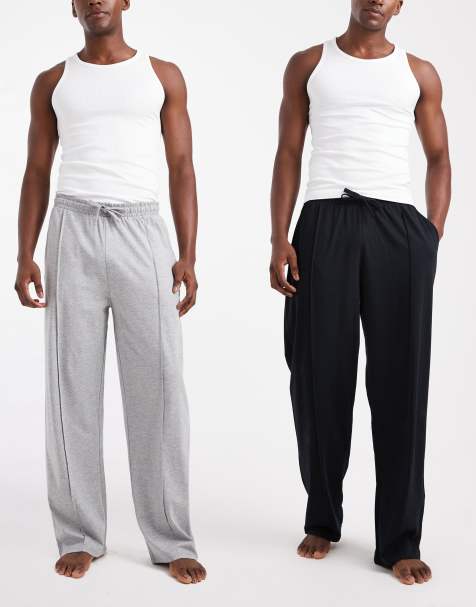 ASOS DESIGN 2 pack lounge bottoms in black and gray heather - view 1