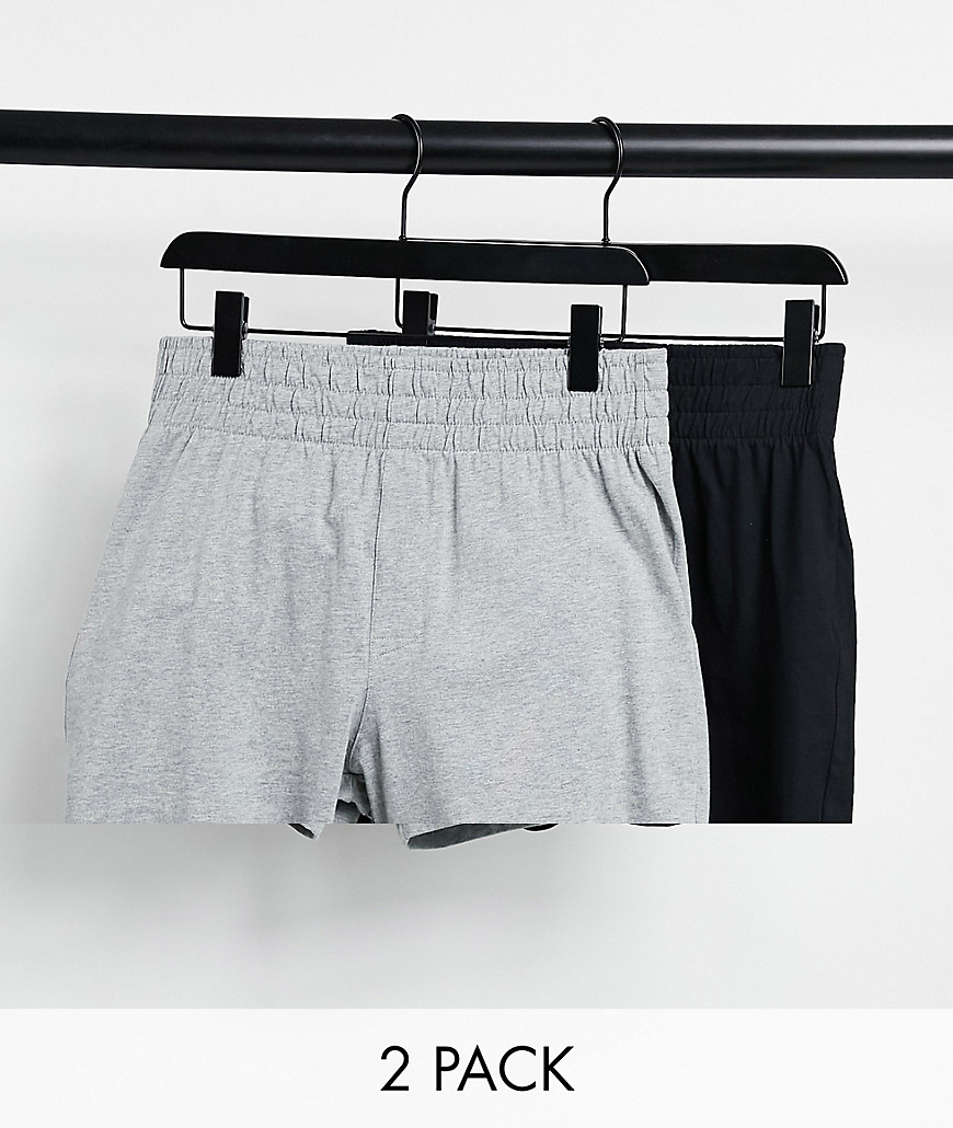 ASOS DESIGN 2 pack lounge pajama shorts with deep waistband-Multi