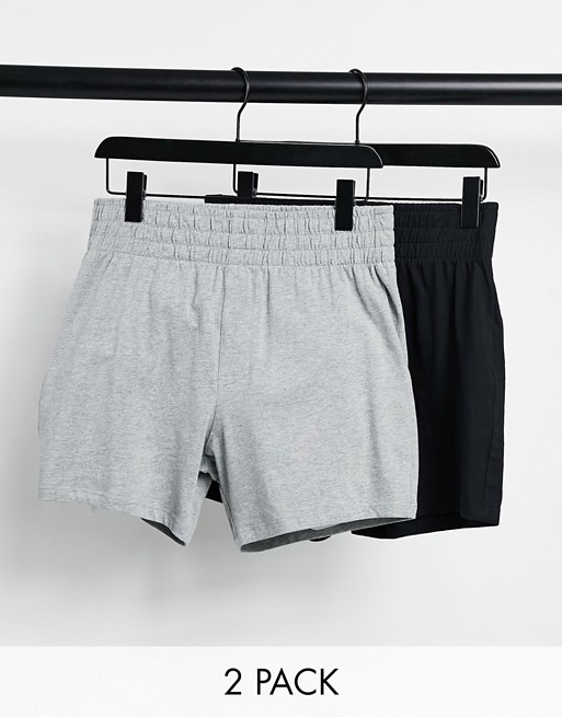 ASOS DESIGN 2 pack lounge pyjama shorts with deep waistband