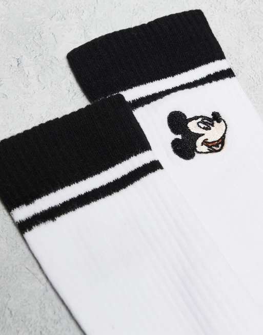 ASOS DESIGN 2 pack Mickey Mouse socks with black stripes in white, 2 of 3