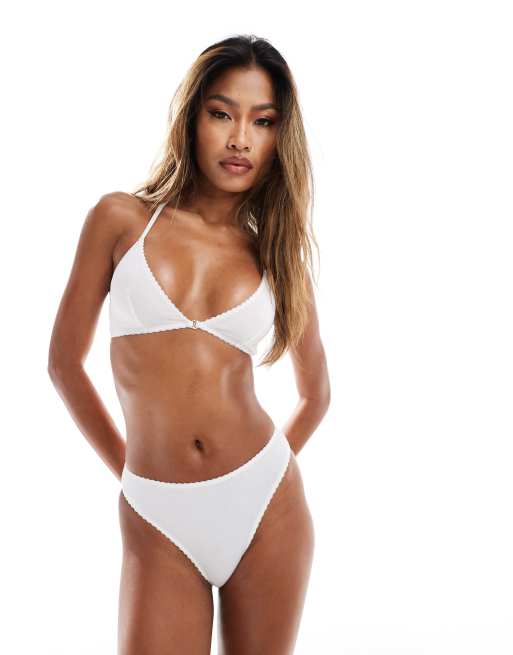 ASOS DESIGN 2 pack Mila cotton brazilian brief  in white, 2 of 4