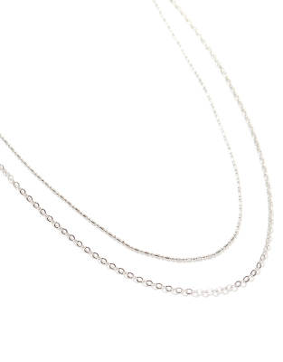 Asos Design 2 Pack Mixed Chain Necklace In Silver