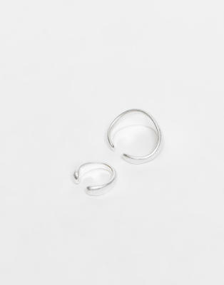ASOS DESIGN 2 pack molten ear cuffs in silver tone