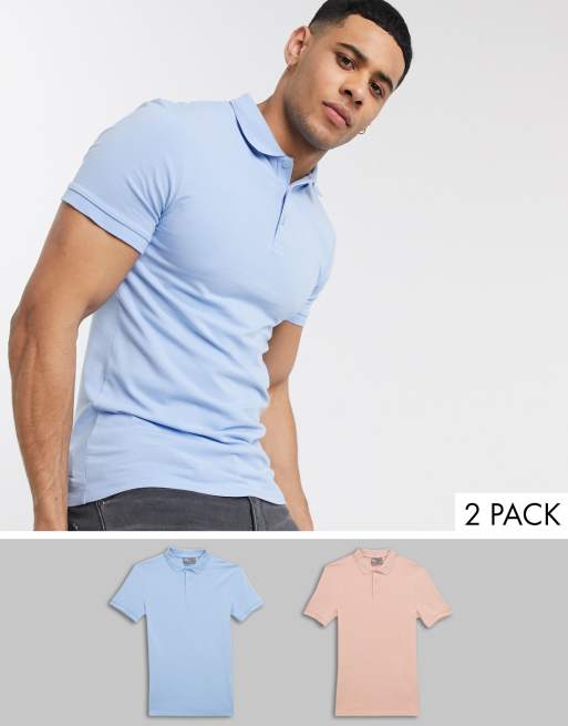 ASOS DESIGN 2 pack muscle fit jersey polo save ASOS