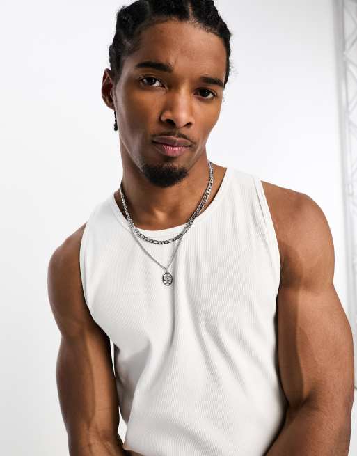 Men's Tall Tank Tops: Ribbed Undershirt Grey Tank Top 2-Pk