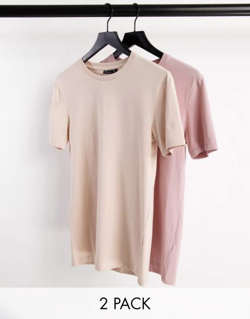 ASOS DESIGN 2 pack muscle fit t-shirt with crew neck - MULTI